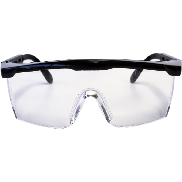 Half Frame Safety Glass with Built-in Side Shields, Clear Lens, Black Frame