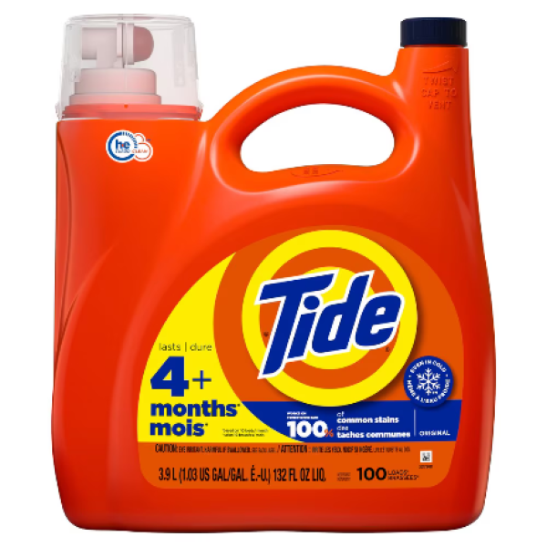 Tide Original Liquid Laundry Detergent, HE Compatible, 132 fl oz (100 loads)